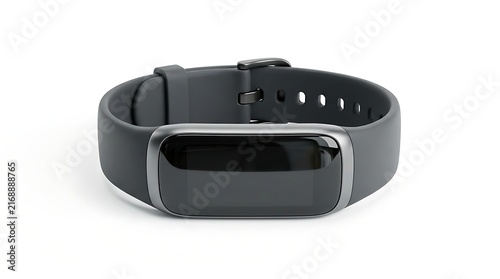Modern black smart fitness tracker wristband isolated on white background