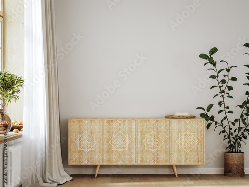 Obraz na płótnie Minimalist modern living room interior background, 3D render