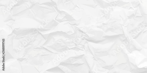 Crumpled white paper texture background with soft wrinkles and creased fold pattern, abstract blank sheet surface for graphic design, vintage grunge backdrops and creative.