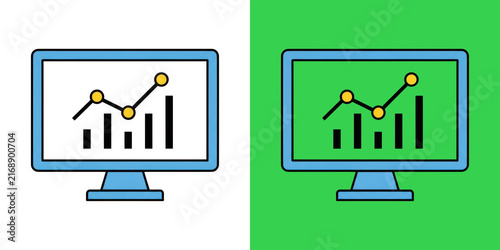 Dual Monitor Display Showing Data Analytics Graphs Against Contrasting Black Green Backgrounds