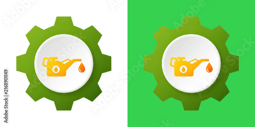 A Split Screen Graphic Featuring A Gear Icon With An Oil Can