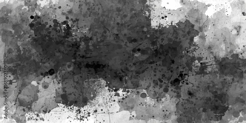 Bild auf Leinwand Monochromatic Abstract Splatter A chaotic yet captivating abstract composition rendered in stark monochromatic tones
