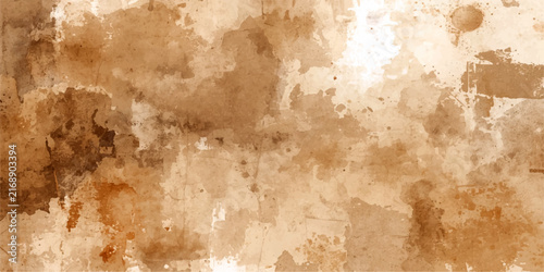 Canvas Print Vintage Parchment Texture A close-up, abstract depiction of aged parchment paper with irregular brown and sepia stains and watermarks, offering a rustic, historical backdrop for design