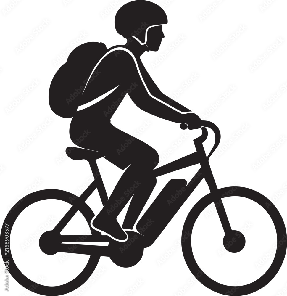 Fototapeta premium Man Riding a Bicycle Silhouette, Cyclist on Bike Vector Illustration, Cycling Sport Rider, Mountain Biking, BMX Racing and Extreme Outdoor Activity Isolated on White Background