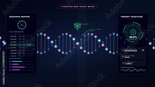 Futuristic DNA Genome Sequencing and Precision Gene Therapy Analysis Interface