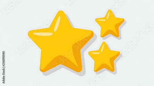 Three yellow stars with soft shadows