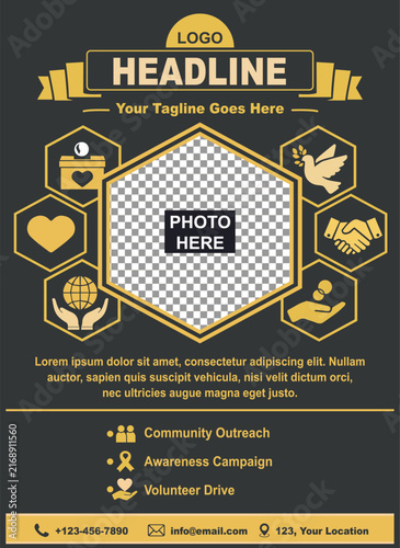 Foto Modern gold foil event flyer template with photo placeholder for luxury tagline