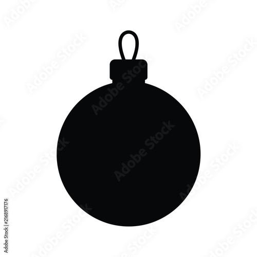 Round Christmas tree ornament bauble black silhouette vector icon illustration