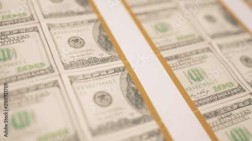 Cinematic Money Background With Stacks of Cash and Shallow Depth