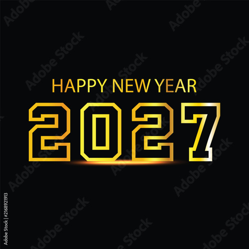 Happy New Year 2027 Gold Luxury Design – Elegant Golden Typography on Dark Background