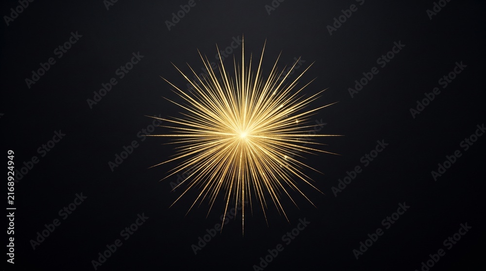 Fototapeta premium Golden Starburst Explosion of Light and Glitter on a Dark Background