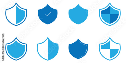  Vignetting care pictogram safe sets. Mark label security check icon set on white background. Blue check mark icon set on white background. Logotype shield badge vector icon sets. EPS 10. 