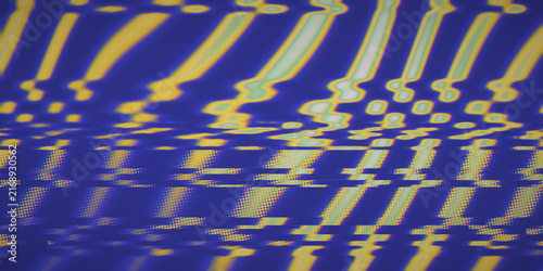Fotografie Blue and yellow ink strata glitch through halftone dots in a bold psychedelic field