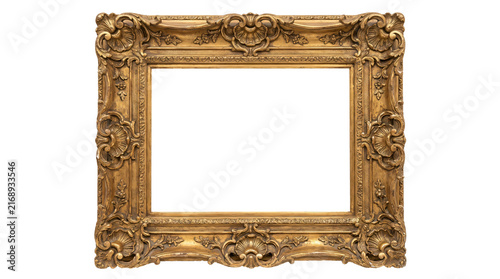 Fotografie Ornate gold picture frame with intricate baroque carvings and vintage aesthetic