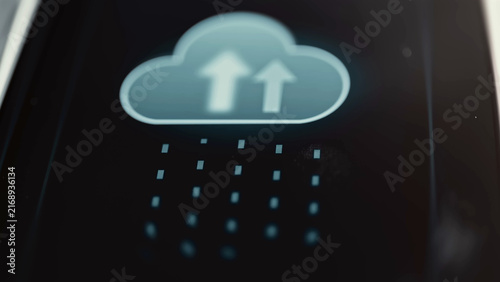 Obraz na płótnie Cloud upload icon with twin upward arrows