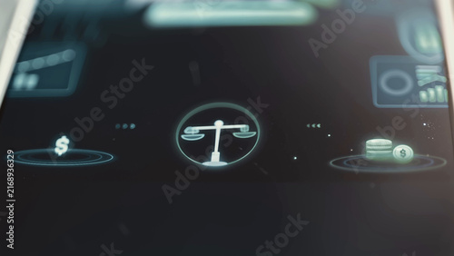 Photography Financial balance interface joining money and coin symbols