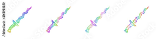 Cuadro en lienzo Rainbow sketch kris dagger icon design set
