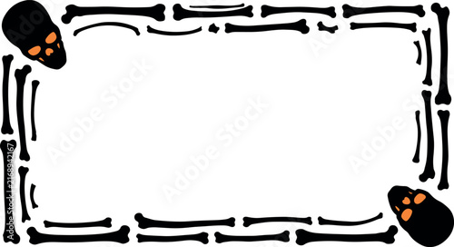 Halloween Skull and Bone Silhouette Border – Monochrome Horror Frame Design