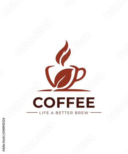 A cup of coffee logo vector , Abstract coffee cup  logo, premium coffee shop bar brand symbol icon. 