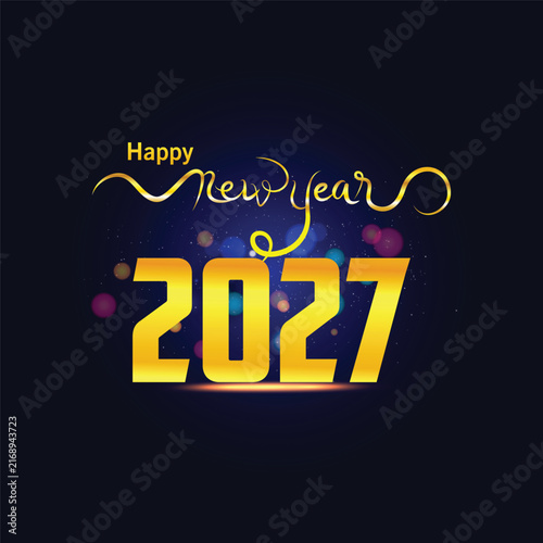 Happy New Year 2027 Gold Luxury Design – Elegant Golden Typography on Dark Background