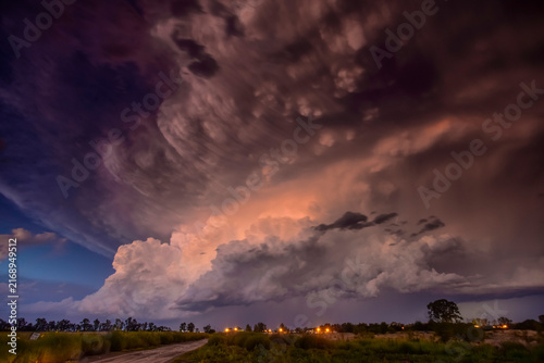 Electrical storm landscape, La Pampa Province, Patagonia, Argentina