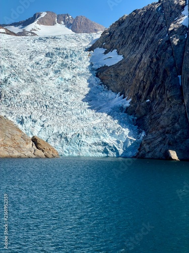 The mountains, fjords, and glaciers of Prince Christian Sound in the southern part of Greenland.