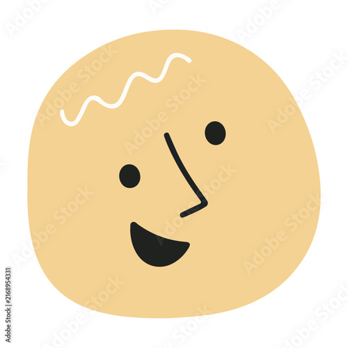 Minimalist Hand Drawn Smiling Face Illustration on Beige Background