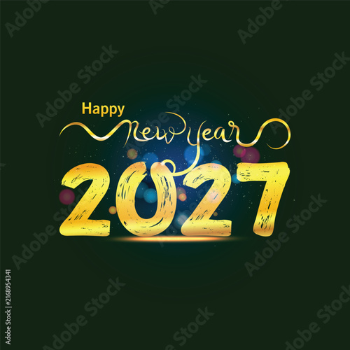 Happy New Year 2027 Gold Luxury Design – Elegant Golden Typography on Dark Background