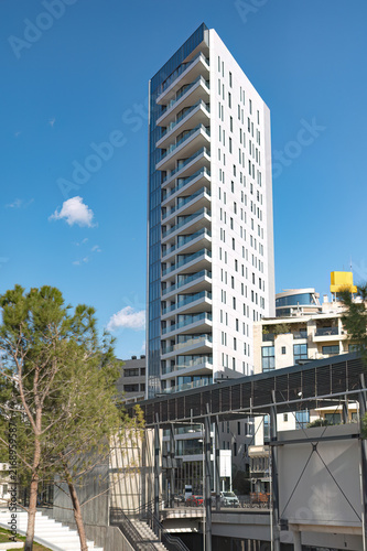 Modern building in Nicosia seen through Central Park
