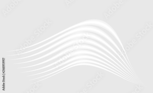 White Cruved light streak with glowing motion blur and abstract speed effect vector illustration on transparent background