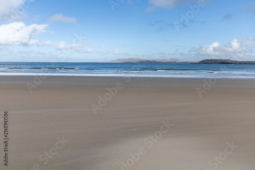 Crystal-clear turquoise waters meet pristine white sands at Killahoey Beach, Dunfanaghy, County Donegal