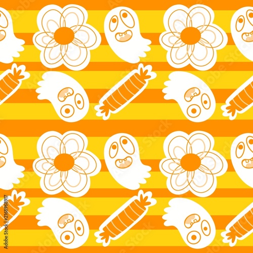 Halloween ghost seamless cute cartoon pattern for wrapping paper and fabrics and kids clothes print and packaging