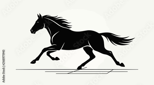 Bild auf Leinwand Dynamic black horse running silhouette vector graphic design on light background
