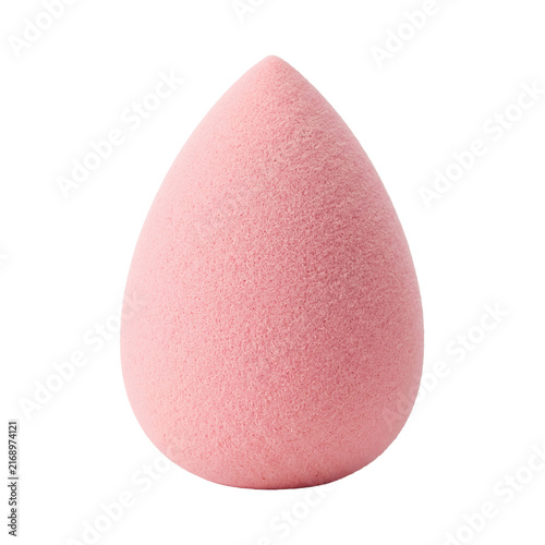 Obraz na płótnie Soft pink makeup sponge with a rounded bottom and pointed tip on transparent background