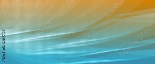 Abstract digital background with flowing waves and blue and orange gradient