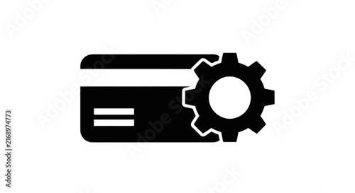 Vector illustration of credit card with gear icon for payment settings on a transparent background