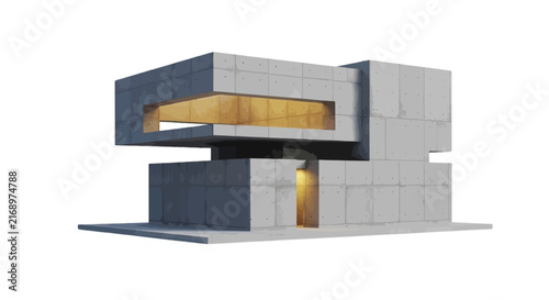 Vector illustration of modern concrete house architecture on a transparent background