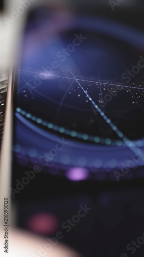 Fotografía Close orbital trajectories on interactive screen