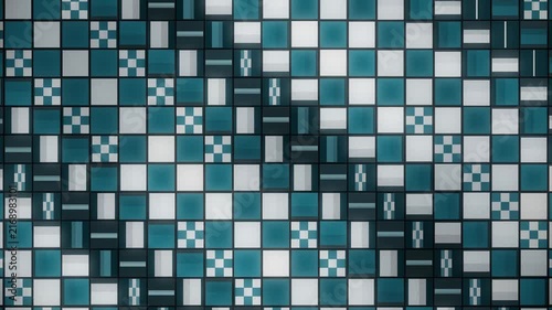 Japanese Ichimatsu Checkered Pattern Tiles Flipping in Rhythmic Waves Seamless Loop in calm slate tones