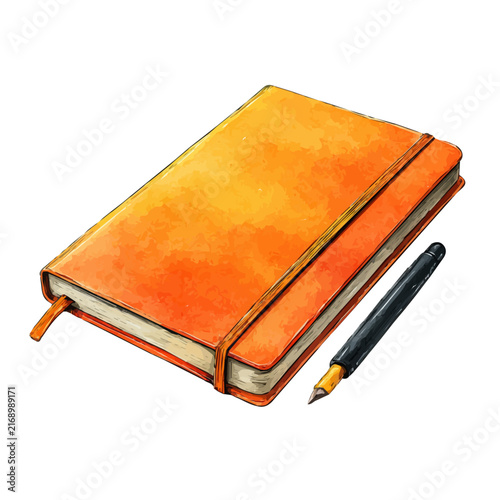 Canvas Print Stylized watercolor Notebook vector, modern artistic illustration with high-quality details on a pure white background