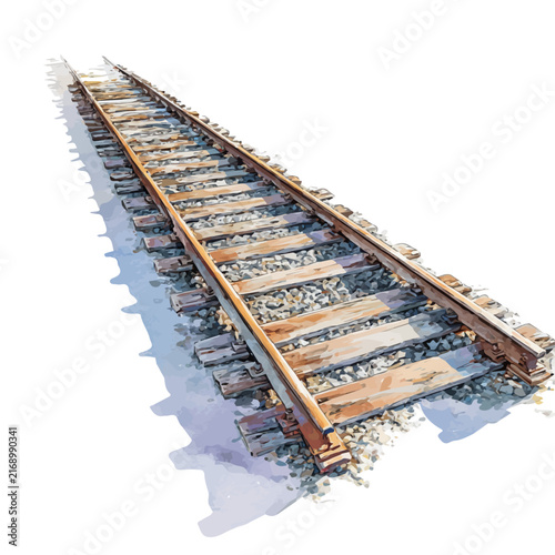 Photography Stylized watercolor Rail vector, modern artistic illustration with high-quality details on a pure white background