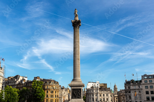 Quadro su tela Nelson Column with Admiral Nelson statue at Trafalgar Square in London, England,