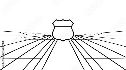 Blank highway sign and road illustration