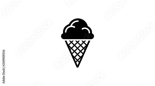 Simple black ice cream cone icon vector