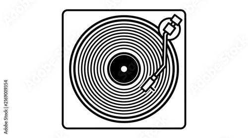 Turntable record player top view icon
