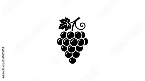 Black grapes bunch icon isolated on white