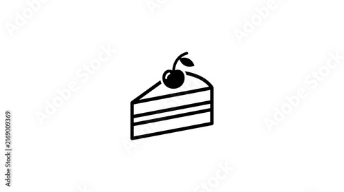 Dessert slice icon with cherry topping