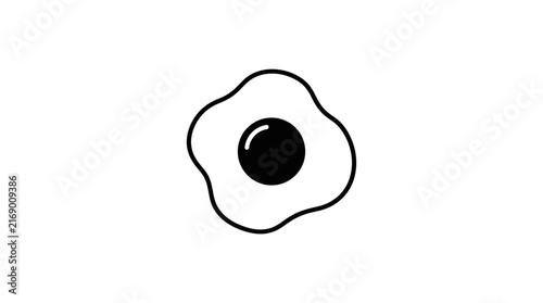 Simple fried egg icon black and white