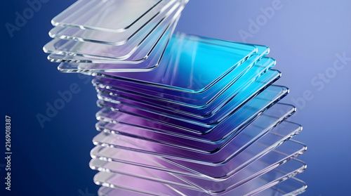 Floating Glass UI Screen Stack Vibrant Keynote Backdrop