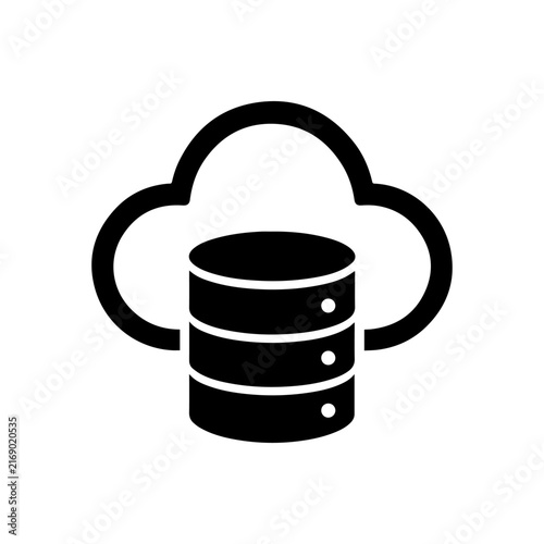 Cloud Database Icon Representing Digital Storage, Data Backup and Information Security
